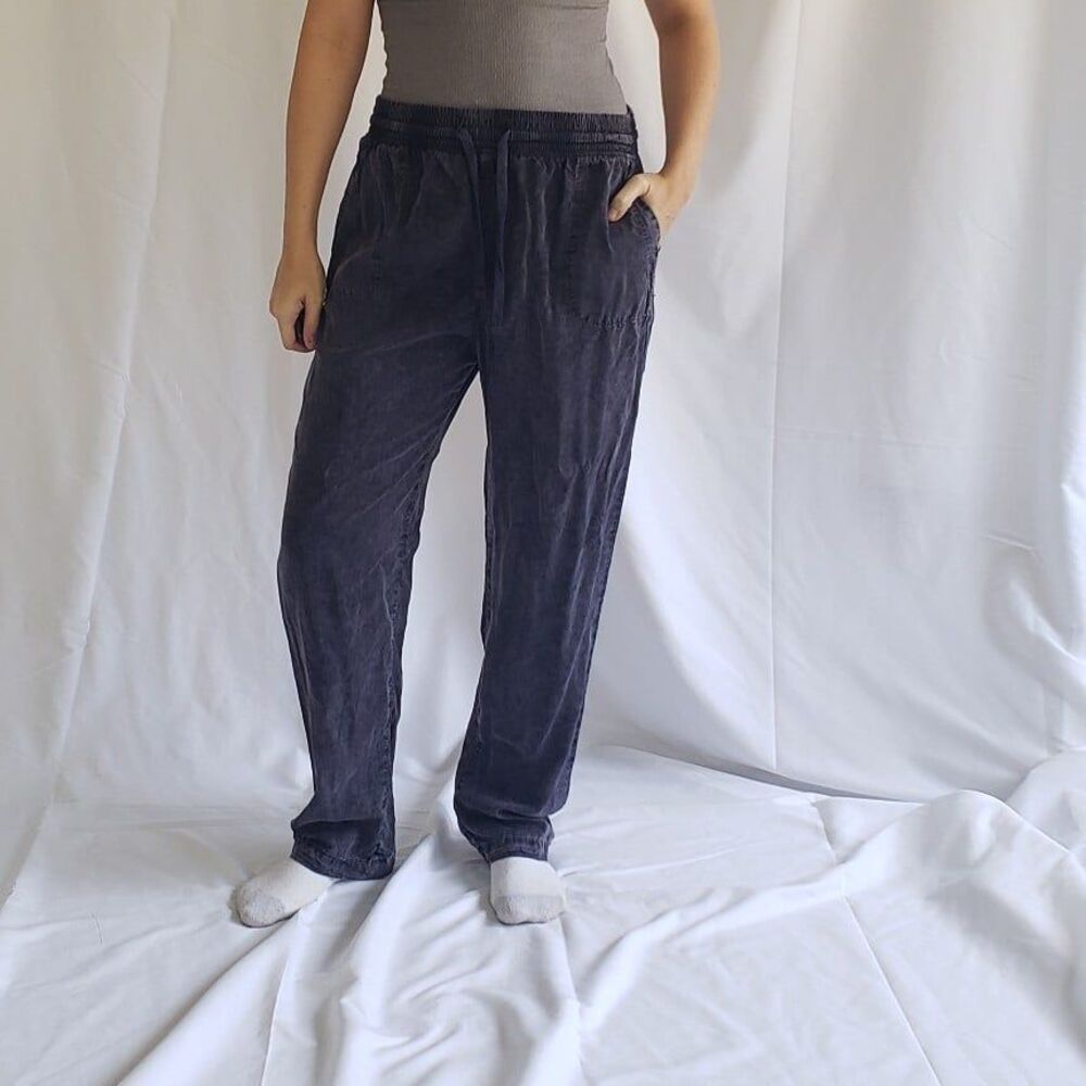 Relaxed Charcoal Drawstring Track Pants - Unbranded